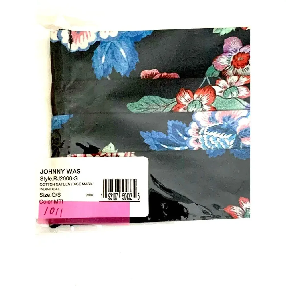 JOHNNY WAS Face Mask Navy Floral Cotton Face Mask
